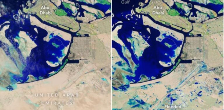 Ντουμπάι: Πριν και μετά τις πρωτοφανείς πλημμύρες – Δορυφορικές εικόνες αποκαλύπτουν το μέγεθος της καταστροφής