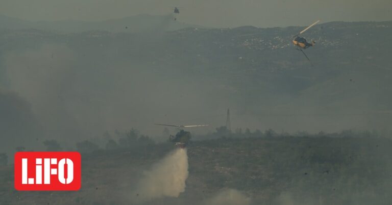 Φωτιά στη Σταμάτα: 20 εναέρια μέσα στη μάχη με τις φλόγες
