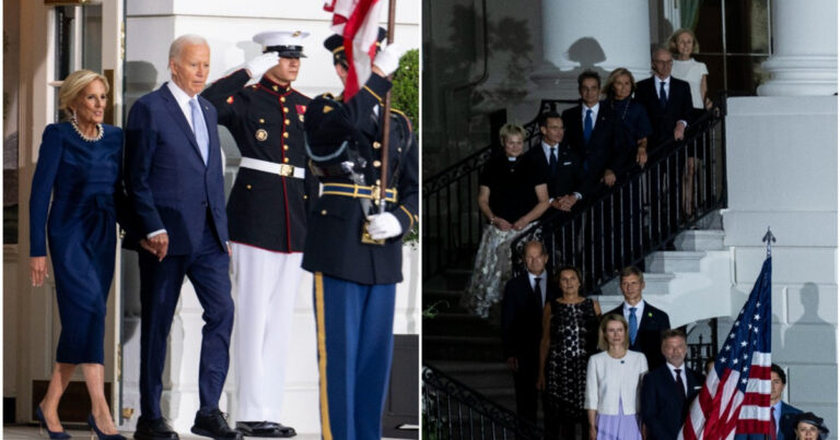 Λευκός Οίκος: Οι chic πρώτες κυρίες στο δείπνο των ηγετών του ΝΑΤΟ – Με midnight blue φόρεμα και ιδιαίτερο μενταγιόν η Μαρέβα Μητσοτάκη
