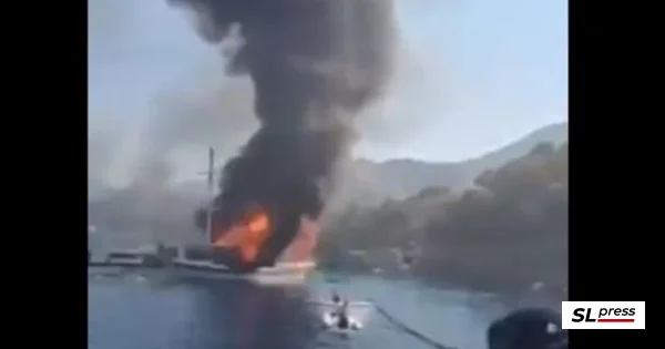 Τουριστικό σκάφος κάηκε στο Μαρμαρά – Ο κόσμος έπεφτε στη θάλασσα