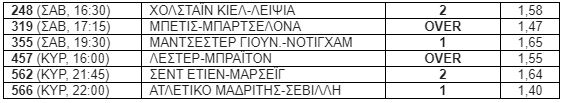 Δύο τριάδες με φαβορί και Over